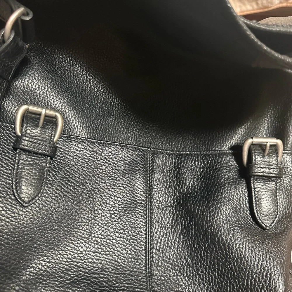 Levenger Black Leather Messenger Bag
